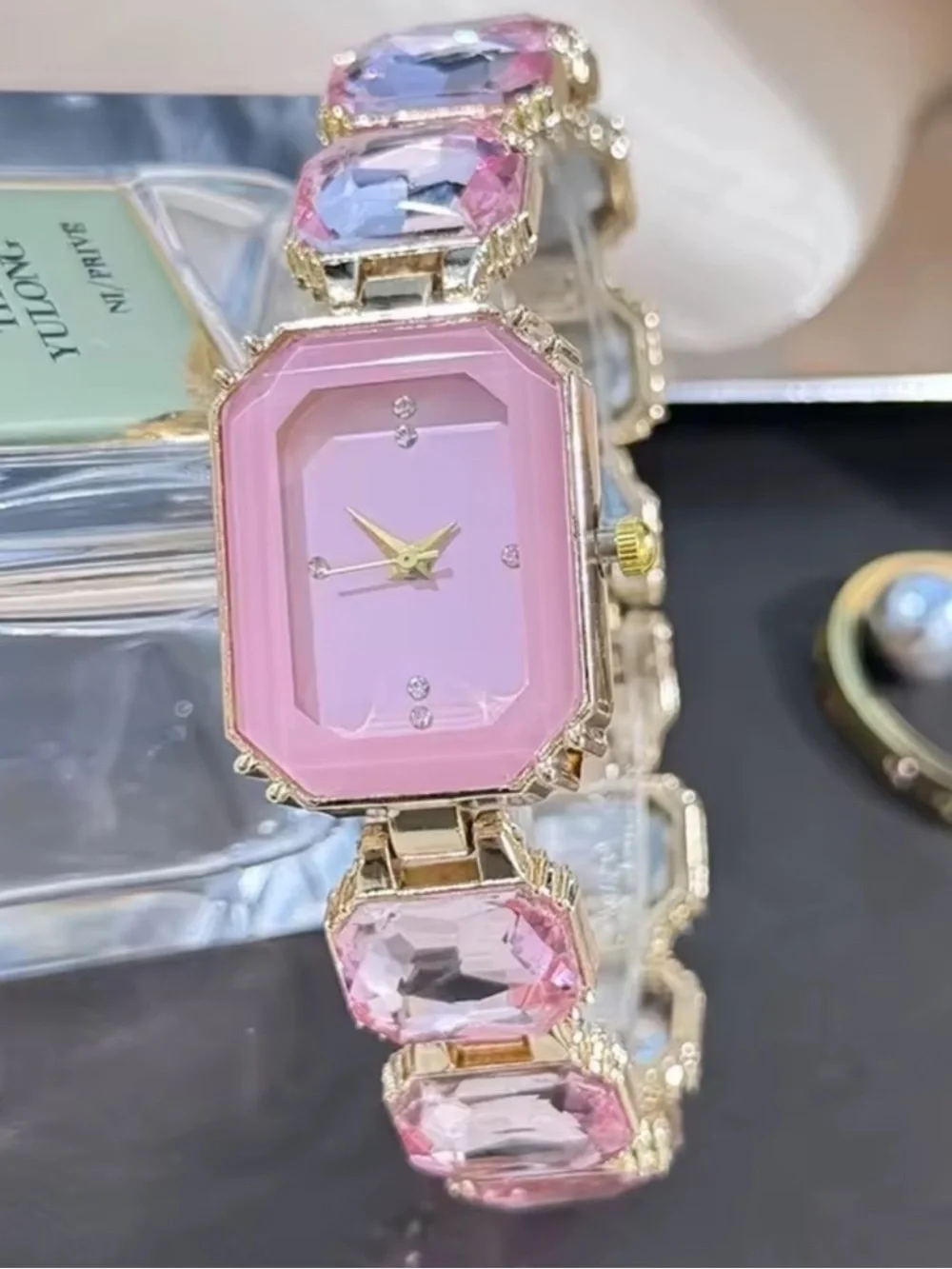 Luxury Gem Pink Crystal Watch